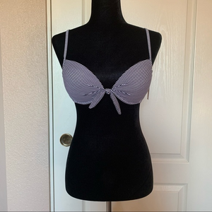 NWT SO Black and White Stripe Underwire Push up Bikini Top Size Medium …